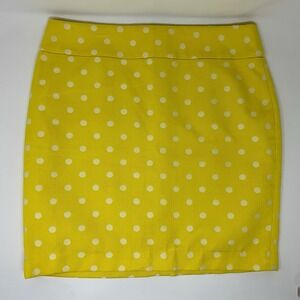 Ann Taylor Yellow with White Polka Dots Women's Pencil Skirt Size 8